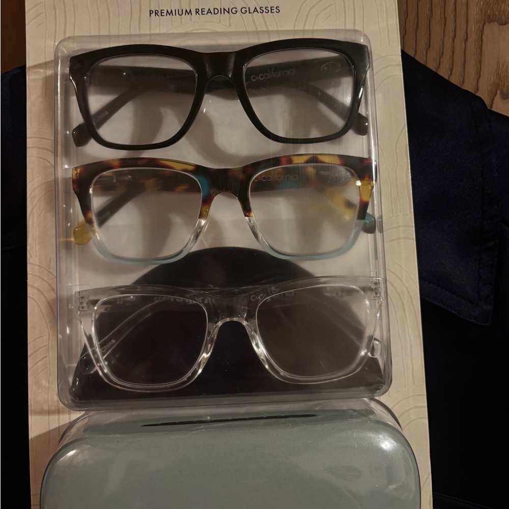 C&C California Reading Glasses Set - Black, Tortoise/Blue, Clear magnification 2